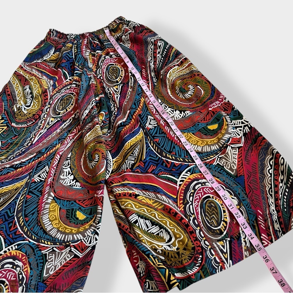 VTG 90s Gene Ewing Paisley Wide Leg Pants Artcore Streetwear Palazzo Pant Small - Picture 12 of 13